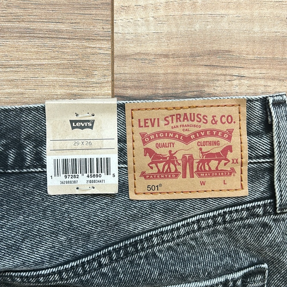 Levi’s 501 Black Distressed Denim Jeans - Picture 7 of 10